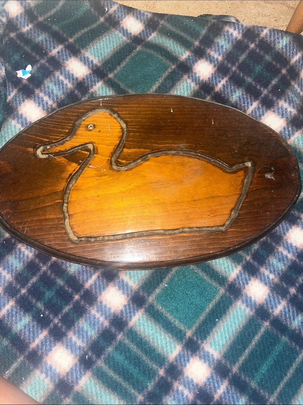 Vintage Handcrafted Wood Duck Wall Plaque Intarsia Signed Rustic Cabin Decor